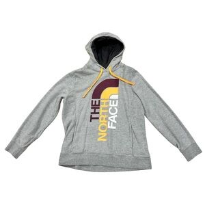 The North Face Womens Gray Hoodie Sweatshirt Hooded Orange Burgundy Logo XL